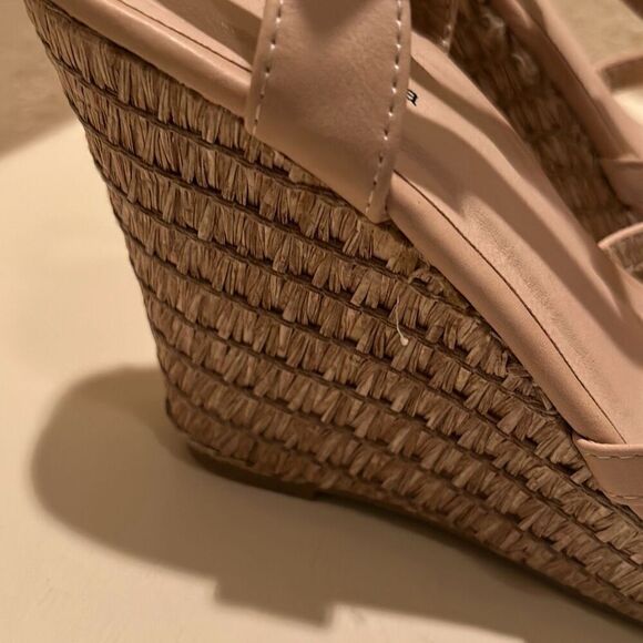 Top Moda Women's 10 Strappy Espadrille Platform Wedge Sandals Blush And Tan New - Picture 4 of 14